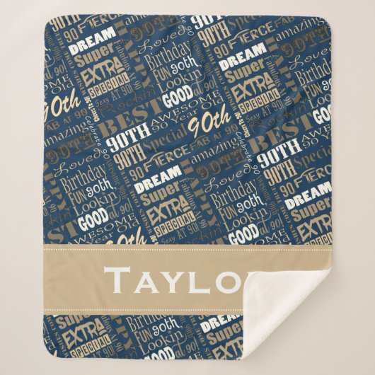 Couverture Sherpa Quatre-vingt-dixième monogramme de photo de fête (Devant)