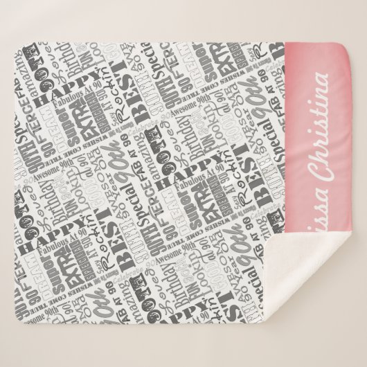 Couverture Sherpa quatre-vingt-dixième Monogramme personnalisé par (Devant (Horizontal))