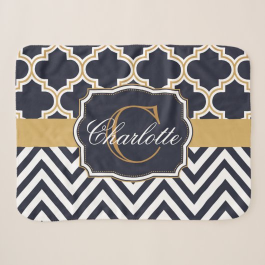 Couverture Sherpa Quatrefoil Chevron Monogram (Devant (Horizontal))