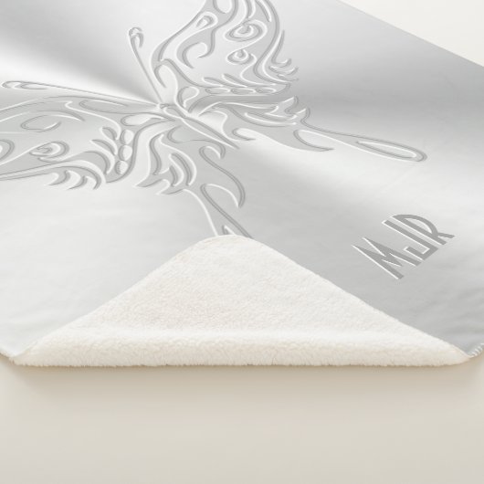 Couverture Sherpa Queue ronde papillon stylisée, effet bossé (3/4)