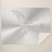 Couverture Sherpa Queue ronde papillon stylisée, effet bossé (Devant (Horizontal))