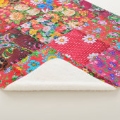 Couverture Sherpa Quillette patchwork artisanale avec motif floral e (3/4)