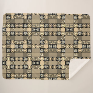 Couverture Sherpa Quilte en patchwork Mazipoodles 2 Sepia