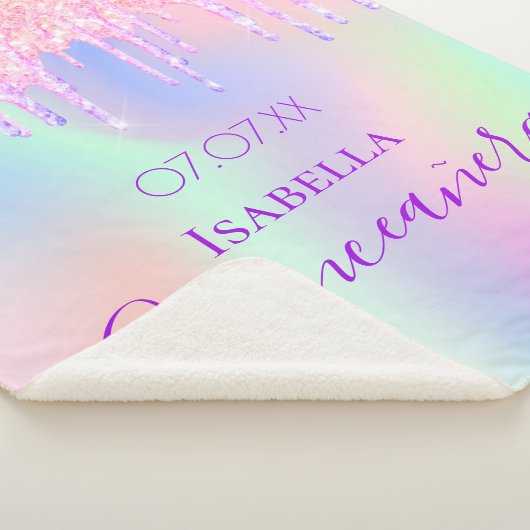 Couverture Sherpa Quinceanera rose violet parties scintillant nom go (3/4)