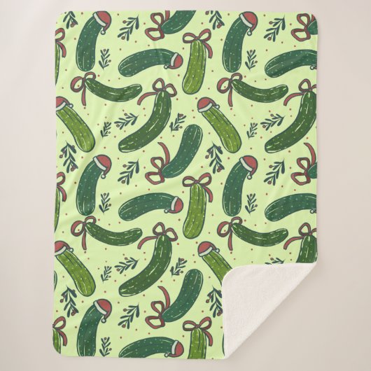 Couverture Sherpa Quirky Festive Pickles de Noël Motif (Devant)
