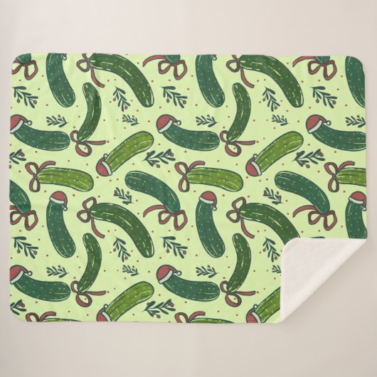 Couverture Sherpa Quirky Festive Pickles de Noël Motif (Devant (Horizontal))
