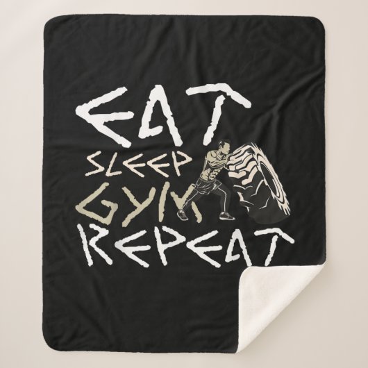 Couverture Sherpa Quota Eat Sleep Gym Repeat Funny (Devant)