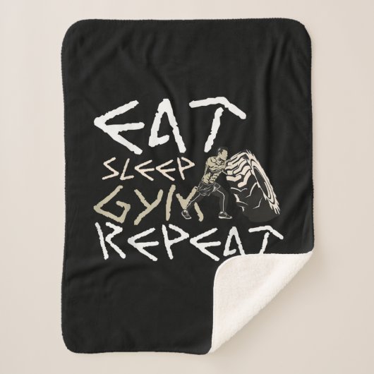 Couverture Sherpa Quota Eat Sleep Gym Repeat Funny (Devant)