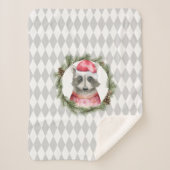 Couverture Sherpa Raccoon de vacances avec Motif Pastel Grey Harlequ (Devant)