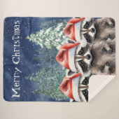 Couverture Sherpa Raccoon Joyeux Noël (Devant (Horizontal))