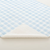 Couverture Sherpa Raié carreaux bleu clair blanc (3/4)
