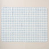 Couverture Sherpa Raié carreaux bleu clair blanc (Devant (Horizontal))