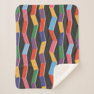 Couverture Sherpa Rainbow abstrait zig zag sans couture motif, pois