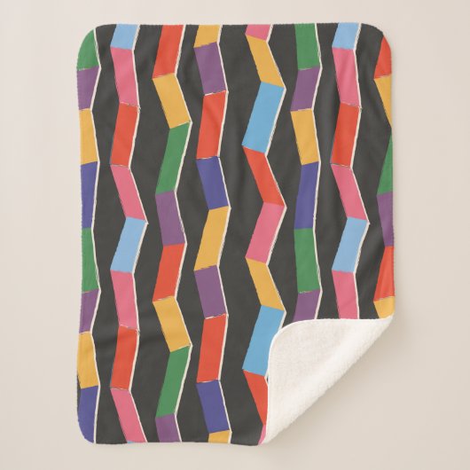 Couverture Sherpa Rainbow abstrait zig zag sans couture motif, pois  (Devant)