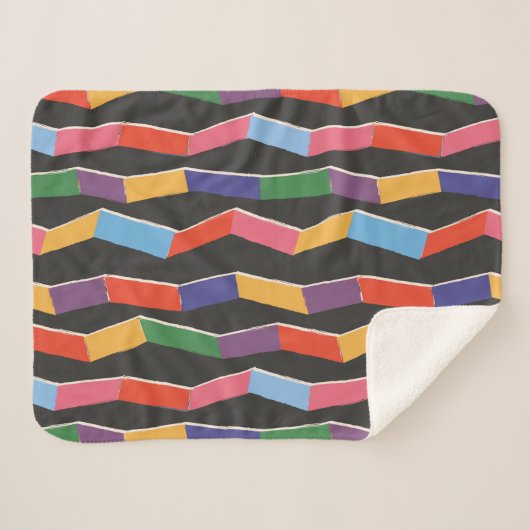 Couverture Sherpa Rainbow abstrait zig zag sans couture motif, pois  (Devant (Horizontal))