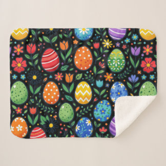 Couverture Sherpa Rainbow Easter Eggs & Flowers
