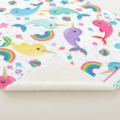 Couverture Sherpa Rainbow Narwhal Under the Sea Girls Personnalisé (3/4)