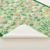Couverture Sherpa Rainbow of Irish Luck Shamrock Clover Pastel Green (3/4)