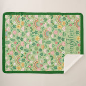 Couverture Sherpa Rainbow of Irish Luck Shamrock Clover Pastel Green (Devant (Horizontal))
