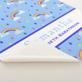 Couverture Sherpa Rainbow Rain Drop Blue Sky Nom personnalisé (3/4)