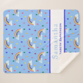 Couverture Sherpa Rainbow Rain Drop Blue Sky Nom personnalisé (Devant (Horizontal))