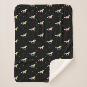 Couverture Sherpa Rainbow Unicorns & Gold Stars Motif