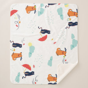 Couverture Sherpa Rainy Day Friends : Chien de chat Vintage