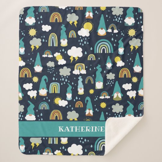 Couverture Sherpa Rainy Day Gnomes Rainbow Kids (Devant)