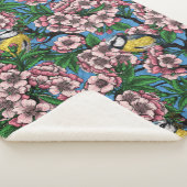 Couverture Sherpa Rameaux bleus dans le cerisier en fleurs sur le bl (3/4)