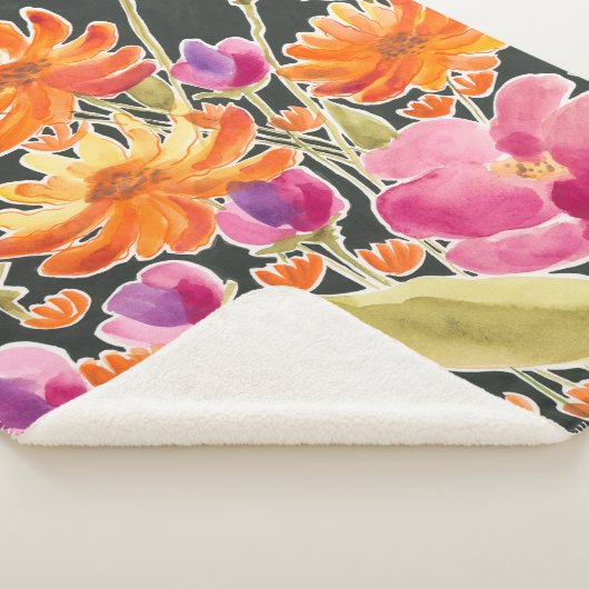 Couverture Sherpa Rassemblement splendide - Fleurs roses et orange (3/4)