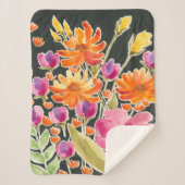 Couverture Sherpa Rassemblement splendide - Fleurs roses et orange (Devant)