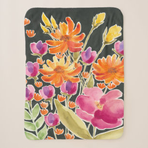 Couverture Sherpa Rassemblement splendide - Fleurs roses et orange