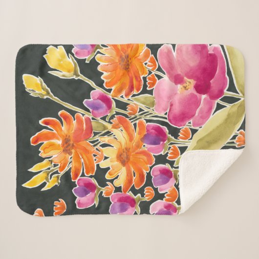Couverture Sherpa Rassemblement splendide - Fleurs roses et orange (Devant (Horizontal))