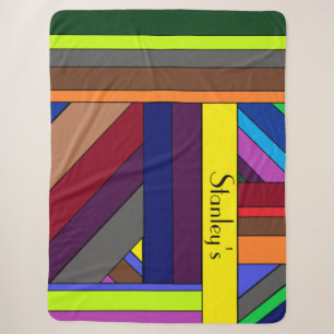 Couverture Sherpa rayée multicolore personnalisée