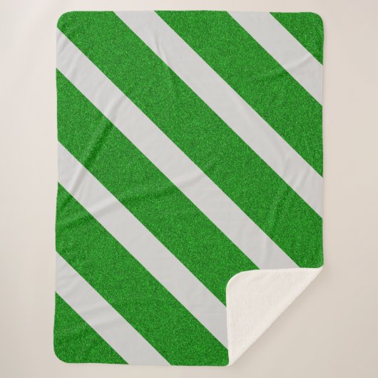Couverture Sherpa Rayure Verte Pailletée (Devant)