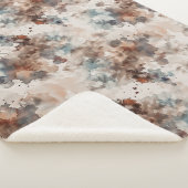 Couverture Sherpa Rayures Abstrait Bleu Crème Marron   (3/4)