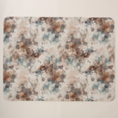 Couverture Sherpa Rayures Abstrait Bleu Crème Marron   (Devant (Horizontal))