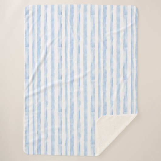 Couverture Sherpa Rayures Bleu Blanc (Devant)