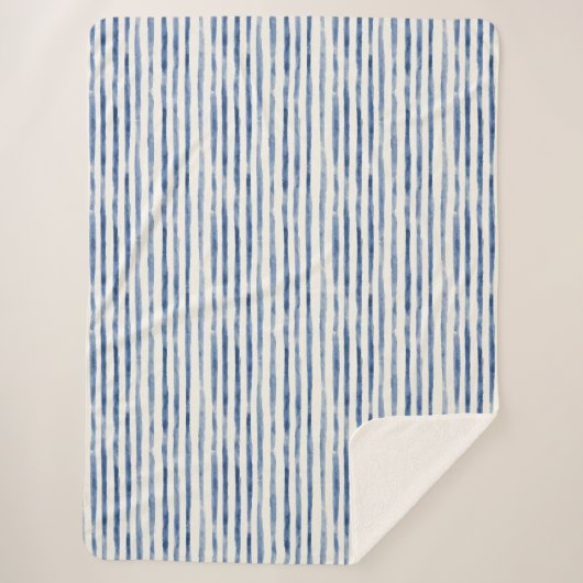 Couverture Sherpa Rayures Bleu Blanc   (Devant)