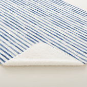 Couverture Sherpa Rayures Bleu Blanc   (3/4)