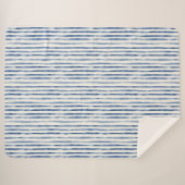 Couverture Sherpa Rayures Bleu Blanc   (Devant (Horizontal))