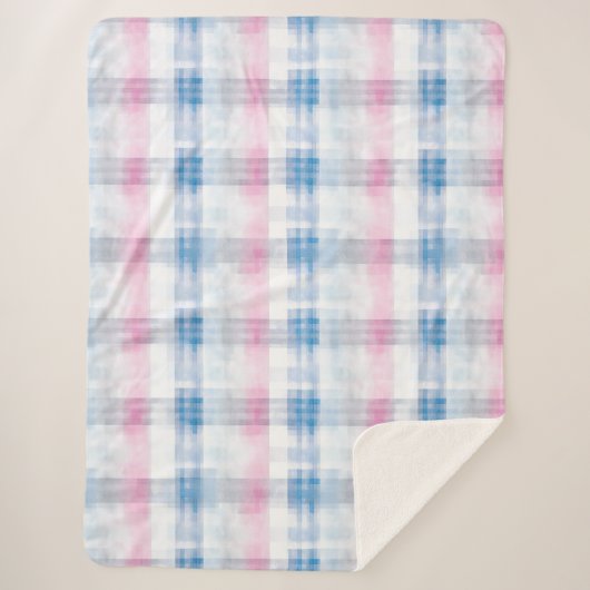Couverture Sherpa Rayures Bleues Rose Chic (Devant)