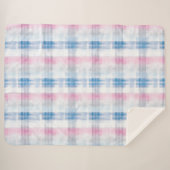 Couverture Sherpa Rayures Bleues Rose Chic (Devant (Horizontal))