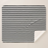Couverture Sherpa Rayures Classiques Noir et Blanc (Devant (Horizontal))