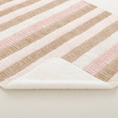 Couverture Sherpa Rayures Crème Beige Rose (3/4)