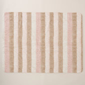 Couverture Sherpa Rayures Crème Beige Rose (Devant (Horizontal))