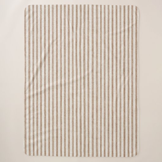 Couverture Sherpa Rayures Crème Marron Confortables (Devant)