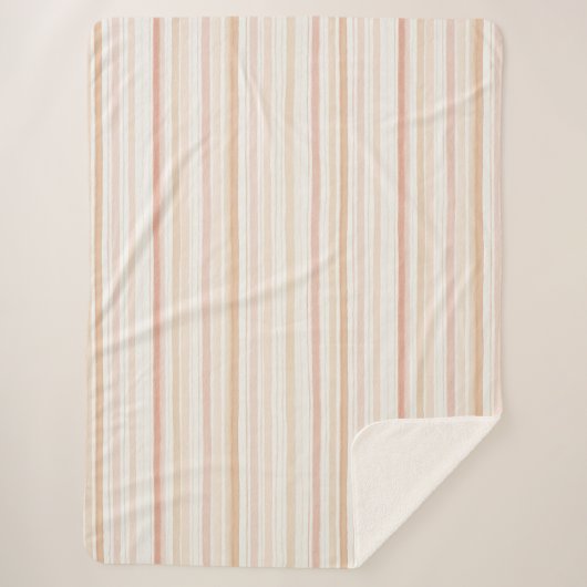 Couverture Sherpa Rayures Crème Rougeur Pêche (Devant)
