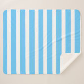 Couverture Sherpa Rayures de cabane bleu ciel et blanc (Devant (Horizontal))