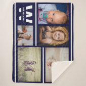 Couverture Sherpa Rayures de la marine Photos multiples Monogramme p (Devant)